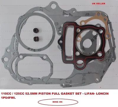 FULL GASKET SET FOR LIFAN LONCIN 110cc 125CC PIT BIKE ENGINE 52.4mm BORE 1P54FMI • £9.99