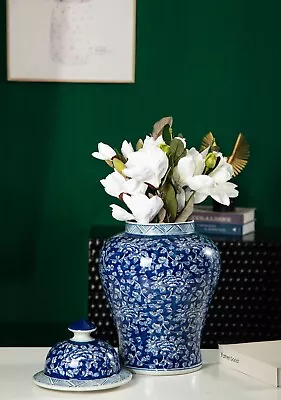 Ceramic Large Ginger Jar With Lid-Flower Large Vase Decor Tea Storage50x26.5cm • £79.50