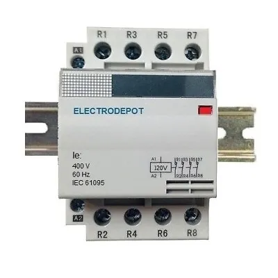 30A Contactor FREE DIN Normally Open 4 Pole 120V Coil 20A 40A 50A 4P Lighting • $39.99