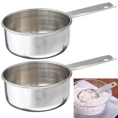 2 Pc 1/2 Measuring Cup Metal Stainless Steel Scoop Measure Kitchen Baking Tools • $12.96