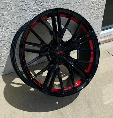 Gloss Black Camaro ZL1 Style Wheels RED LIP 2010-2023 SS/RS/LS/ZL1 20x10/20x11  • $1199