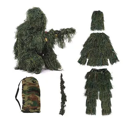 Adult Woodland Military Camo Camouflage Hunting Forest 3D Ghillie Burlap Suit UK • £28.89