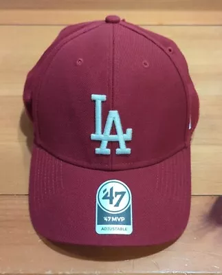 LA Los Angeles Dodgers Maroon Hat Baseball Cap '47 BRAND MVP Strapback ~ VG+ • $11.99