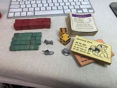 Vintage Monopoly Replacement Pieces Lot Wooden Tokens Houses • $10
