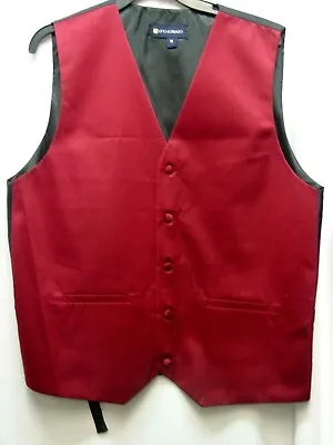 $18.99 • Buy Mens Burgundy  Satin Vest Four Buttons Two Working Pockets Size MEDIUM 42 