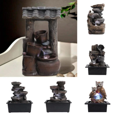 £20.95 • Buy Garden Water Feature Fountain With LED Lights Outdoor-Cascading Barrel Figurine