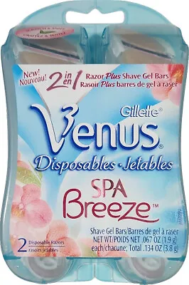Gillette Venus Spa Breeze 2-in-1 Disposable Razors Plus Shave Gel Bars - New  B4 • $13.49