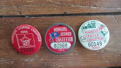 3 Antique MINNESOTA CHAUFFEUR BADGES 1946 1950 1952 • $9.99