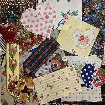 Fabric Scraps Pieces Quilt Craft Vintage And More Recent • $6.90