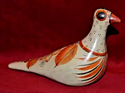 Tonala Hand Painted Mexican Pottery Bird  Folk Art Figurine 7  X 4  Vintage • $27.99