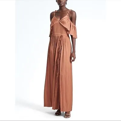 Banana Republic X Olivia Palermo XS Bronze Rust Copper Designer Dress • £57.85