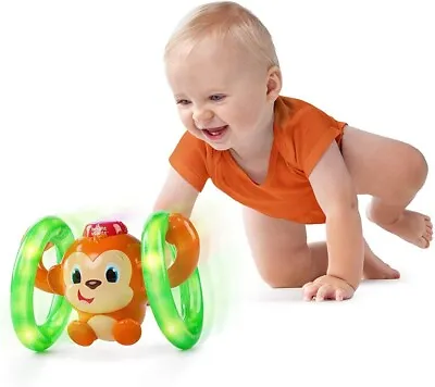 Bright Starts Roll & Glow Monkey Crawling Baby Toy With Lights And Sounds For 6 • £17.95
