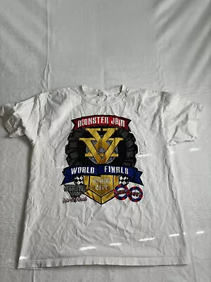 Alstyle 2014 Monster Jam World Finals White Short Sleeve Shirt Men's XL Stains • $15.99