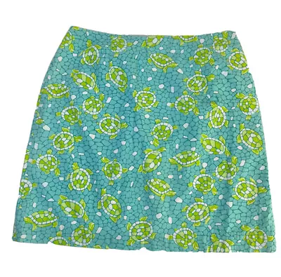 VTG 90s Lilly Pulitzer Womens 10 Sea Turtle Print Cotton Mini Skirt • $29.03