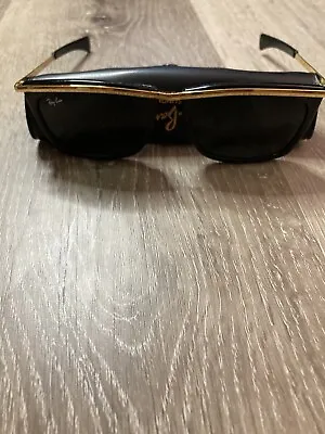 Ray Ban Sunglasses Vintage 80s Gold Bar Black Mens Women’s Unisex • $295.06