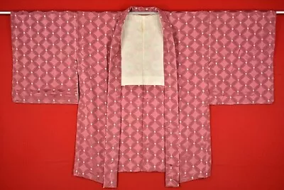 Vintage Japanese Kimono Silk Antique BORO HAORI Kusakizome Dyed/AA300/525 • £42