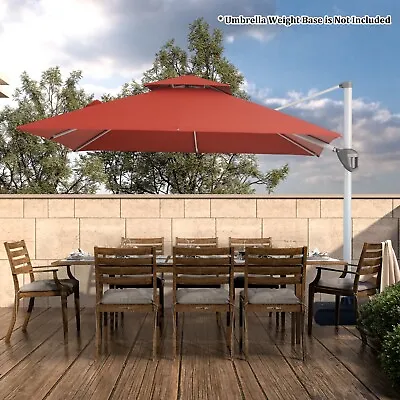 Clihome 10ft Outdoor Patio Cantilever Square Umbrella Market Sun Shade Umbrella • $447.95