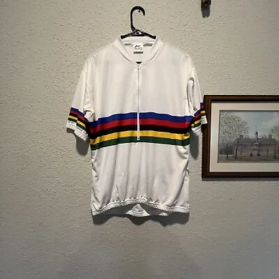 Vintage 90s Kucharik Clothing RARE Striped Cycling Jersey Size 2XL • $60
