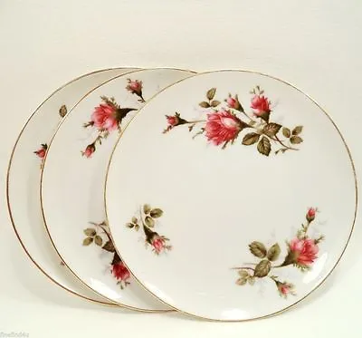 MOSS ROSE By Sango China Japan Coupe Shape 2 Bread & Butter Cake Plates + 1 Free • $13.97