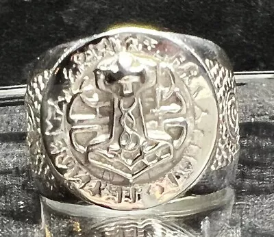 Vegvisir Viking Compass Icelandic Magic Ring 925 Sterling Silver 29 Grams SZ 13 • $109