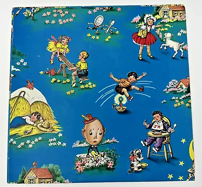Vintage Nursery Rhyme Printed Gift Wrap 29 X20  1 Sheet Blue Humpty Dumpty Spoon • $25