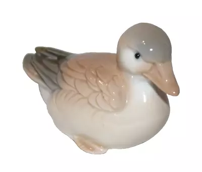 Vintage Porcelain Duck Figurine Pale Tan Gray Ivory White Otagiri Company • $10