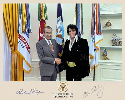 Richard Nixon Elvis Presley White House Oval Office Meeting 8x10 Photo Signed CL • $19.50