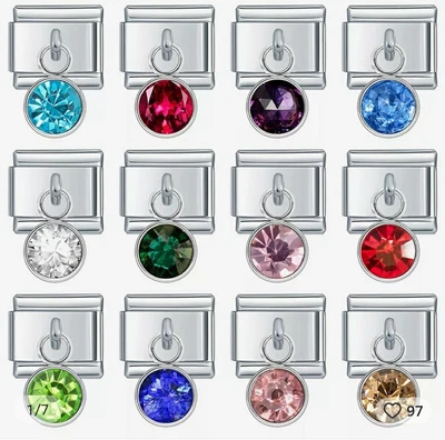 £7.80 • Buy Italian Birthstone Dangle Charms Fits All 9mm Italian Links /bracelets 