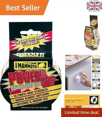 Everbuild Mammoth Powerful Grip Tape Reinforced Double Sided Tape Clear 25... • £4.99