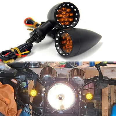 Motorcycle Black Turn Signal Light Blinker Amber For Yamaha Virago XV250 500 535 • $23.11