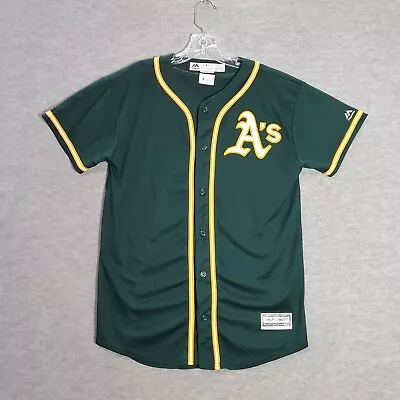 Oakland Athletics Boys Jersey XL Green Baseball Logo Majestic Short Sleeve • $24.89