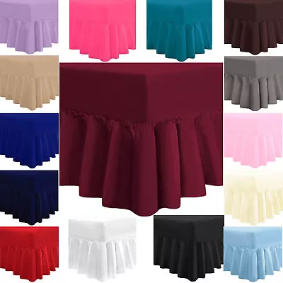 Easy-Care Percale Valance Fitted Sheet 22 Colours Single Double King Super King • £10