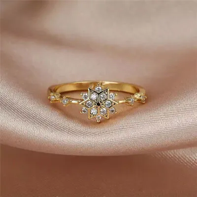 £84 • Buy 14k Yellow Gold Over 0.3Ct Round Dainty Diamond Engagement Wedding Cluster Ring