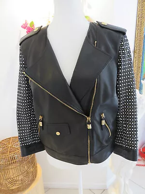 Versace Woven Leather Detail Leather Jacket RRP Circa $5000 • $775