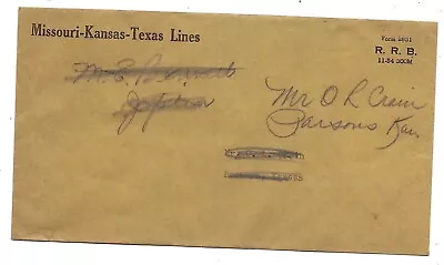 MKT Missouri Kansas Texas Railroad Mailing Envelope Ca 1950s FREE S&H • $6
