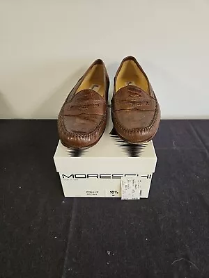 Moreschi Shoes  Penny Loafers Sz 10.5  Brown Slip-on With Box • $150