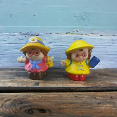 Fisher Price Little People Maggie W/Red Dress Straw Hat + Maggie W/Backpack Book • $6.99