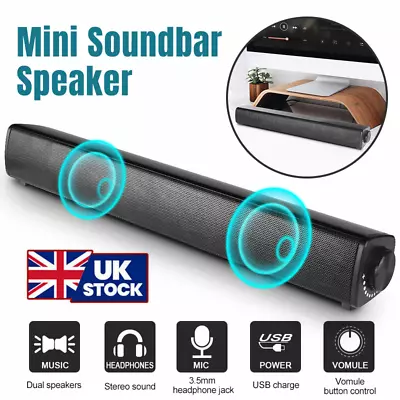 USB Wired Surround Speakers Sound Bar Mini Subwoofer For PC Desktop Laptop UK • £16.99