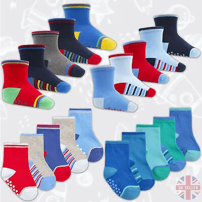 10 Pairs Baby Babies Boys Socks Heel & Toe Warm Ant Non Slip Gripper Multipack • $7.45