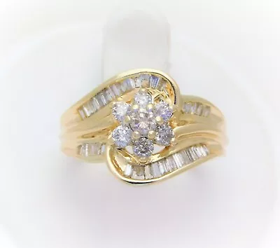 Vintage 14k Gold 1.43ct Diamond Cluster Ring • $1075