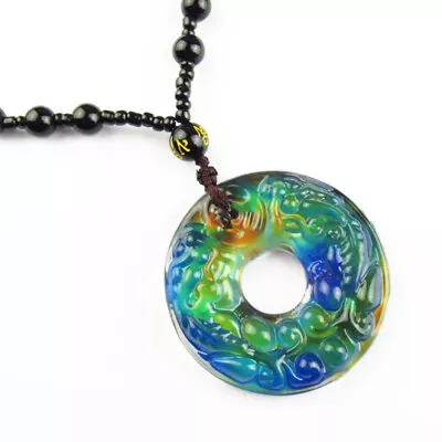 Blue Rainbow Mood Stone Brave Troops Donut Necklace About 24 Inch SJ92759 • $12.47