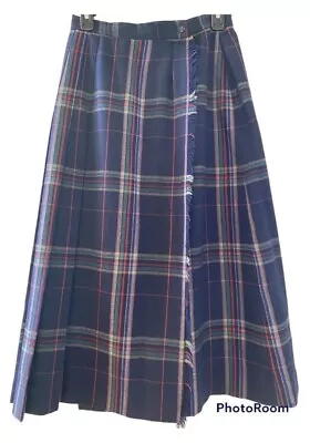 Wool Plaid Skirt Kilt Blue Women Size 10 David Brooks Classic • $24.94