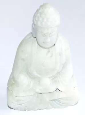 Nephrite Jade Carved Sculpture Seated Shakyamuni  Buddha Praying ( White Jade) • £25