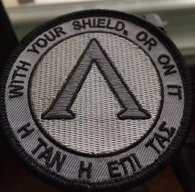 WITH YOUR SHIELD OR ON IT PATCH LAMBDA SPARTANS Army Milspec Grey Swat  • $7.95