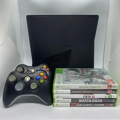 $139.99 • Buy XBOX 360 Console Slim 120GB + 2 Controllers + 5 Games + Cables Bundle VGC