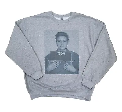 Elvis Presley Army Mug Shot Crewneck Sweatshirt Music King Rock White • $24.99