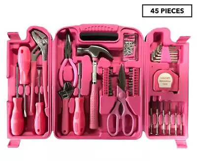 $45.50 • Buy 45 Piece DIY Tool Set Hardware Workshop Kit Hand Tools Pink Lady Girl Carry Case