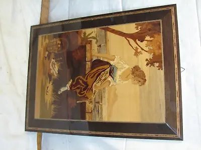 Notturno Italian Wood Art Marquetry Picture Woman Sea Ocean Inlaid Wooden Lady  • $149.99