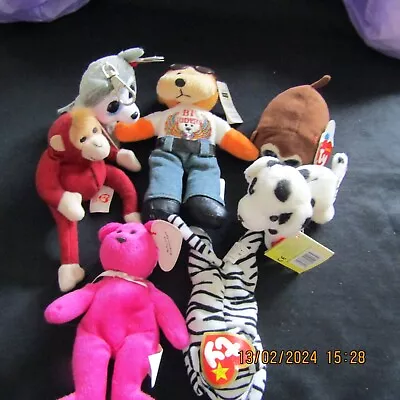 Beanie Kids Mixed Lot 7 Bears Dog Monkey White Tiger Monkey Boo With Key Ring • $35