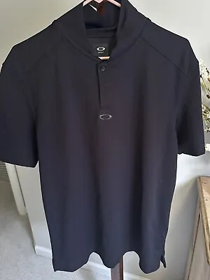 Oakley Golf Polo Shirt Mens XL Black Short Sleeve Casual Black Unique Collar • $12.99